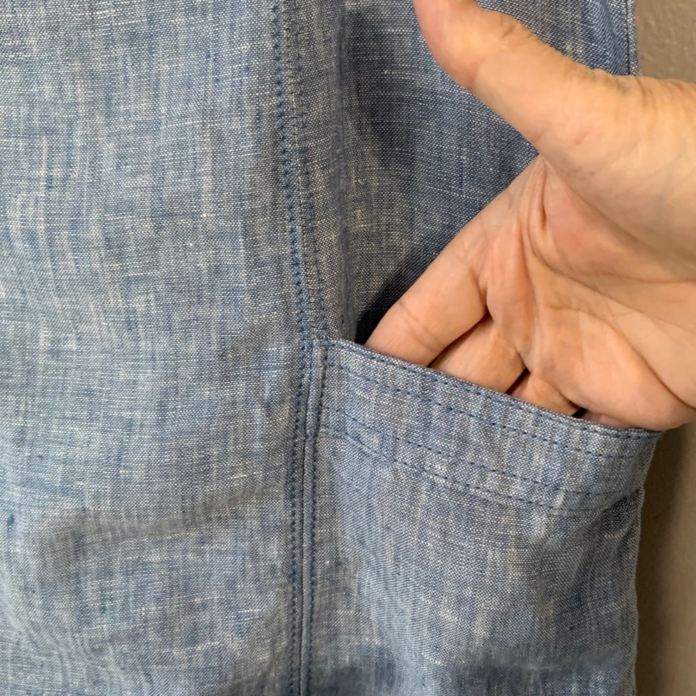 Loft Chambray Linen Pocket Sheath Dress. Size‎ 6P - Picture 8 of 12
